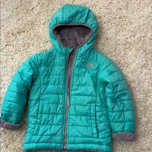 Mint Reversible North Face jacket 4t